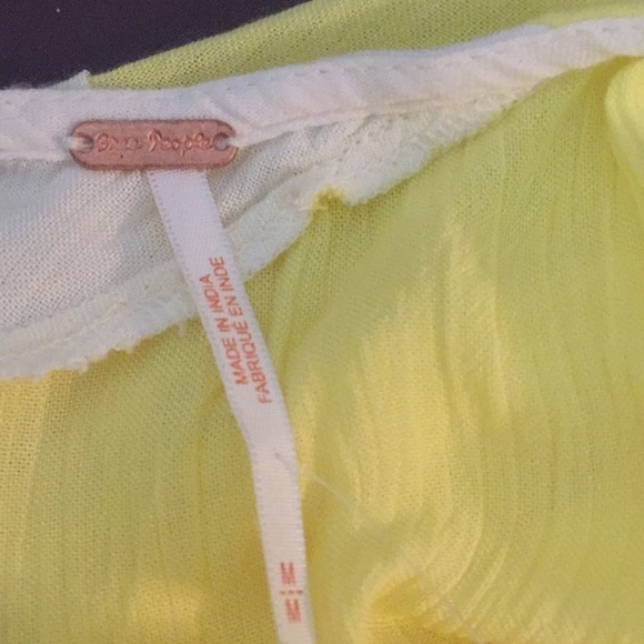 New Free People Yellow White Color Block Swing Dress Tunic racerback Beach Dress - Picture 9 of 11